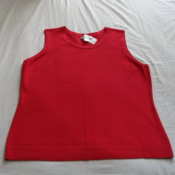 CHRISTOPHER & BANKS Hot Pink Sleeveless CREW Neck Knit Top Sweater Sz X-LARGE - Picture 1 of 6
